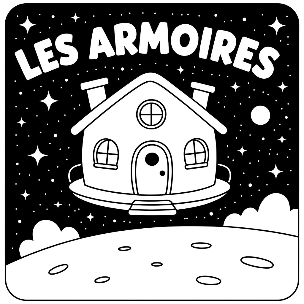 een rond huis in de ruimte coloring page for children