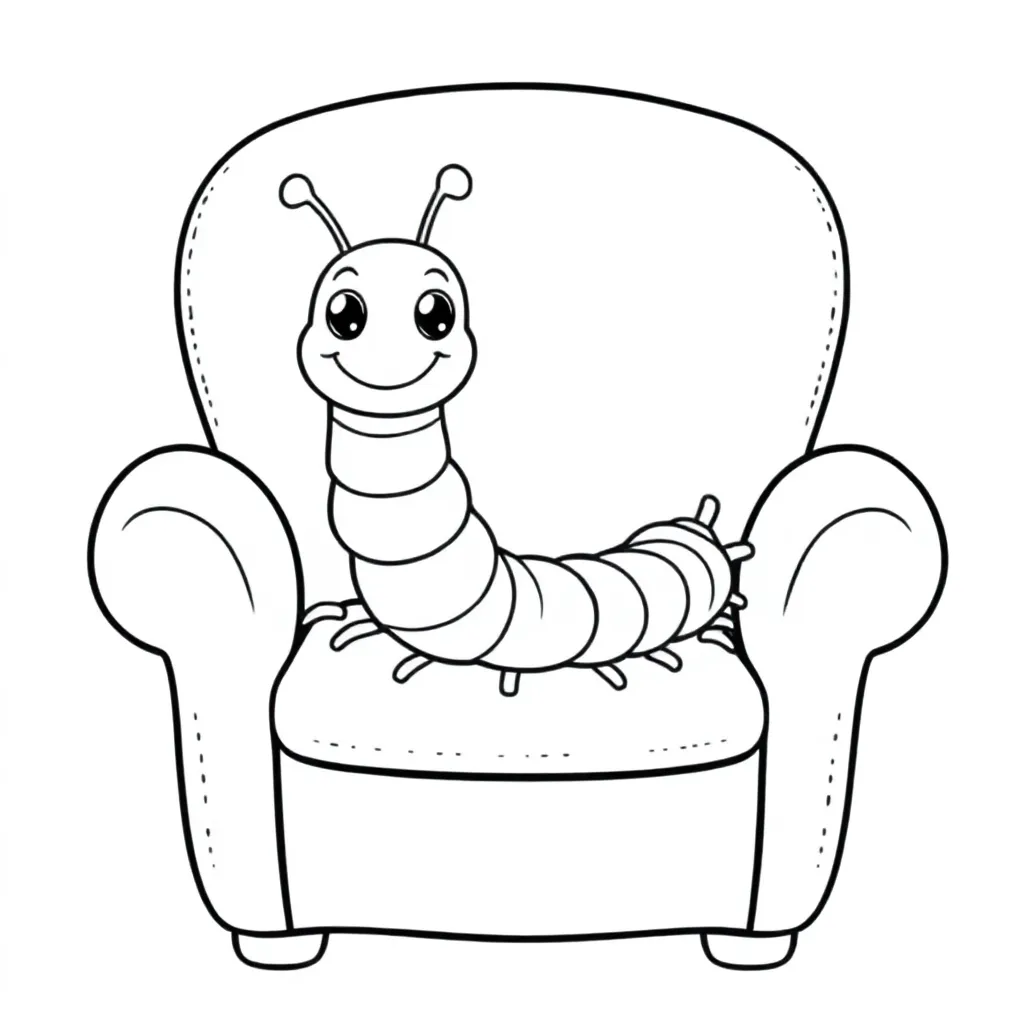 Feuille de coloriage gratuite : une drôle de mille-pattes pelucheux en train de s'amuser