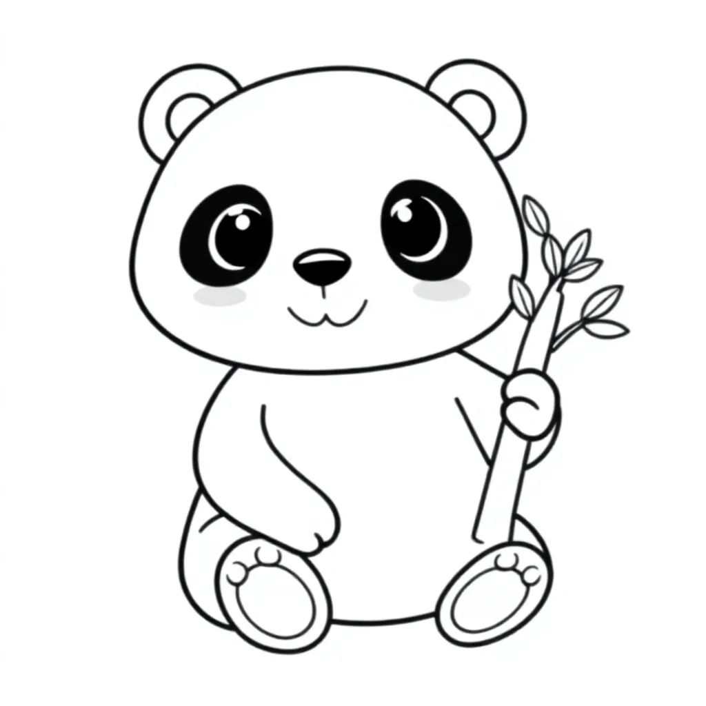een schattige panda die bamboe eet kleurplaat voor kinderen