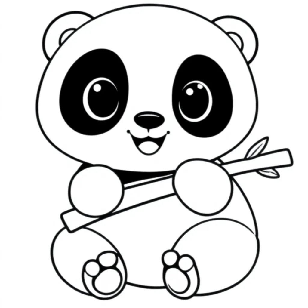 een schattige panda die bamboe eet kleurplaat voor kinderen