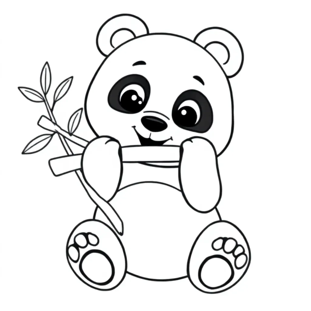 een schattige panda die bamboe eet kleurplaat voor kinderen