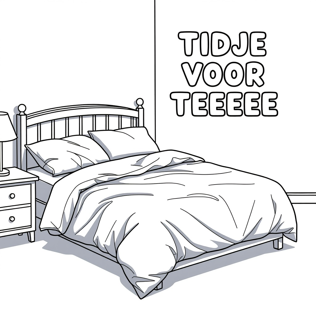 EEN TWEEPERSOONSBED MET VERFROMMELDE LAKENS coloring page for children