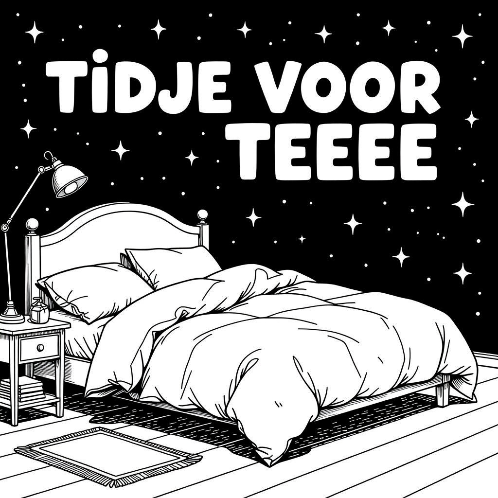 EEN TWEEPERSOONSBED MET VERFROMMELDE LAKENS coloring page for children