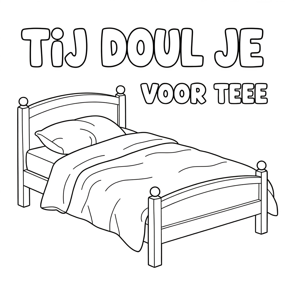 EEN TWEEPERSOONSBED MET VERFROMMELDE LAKENS coloring page for children