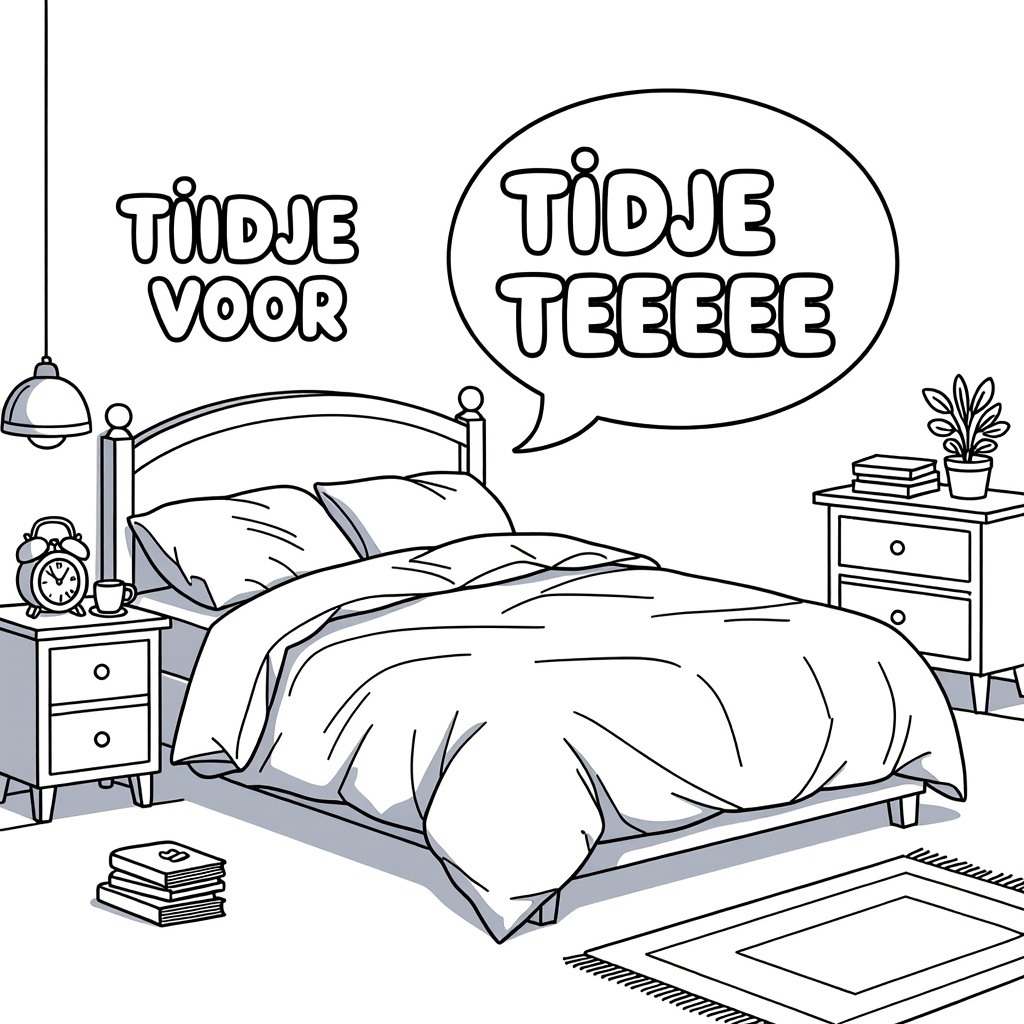 EEN TWEEPERSOONSBED MET VERFROMMELDE LAKENS coloring page for children
