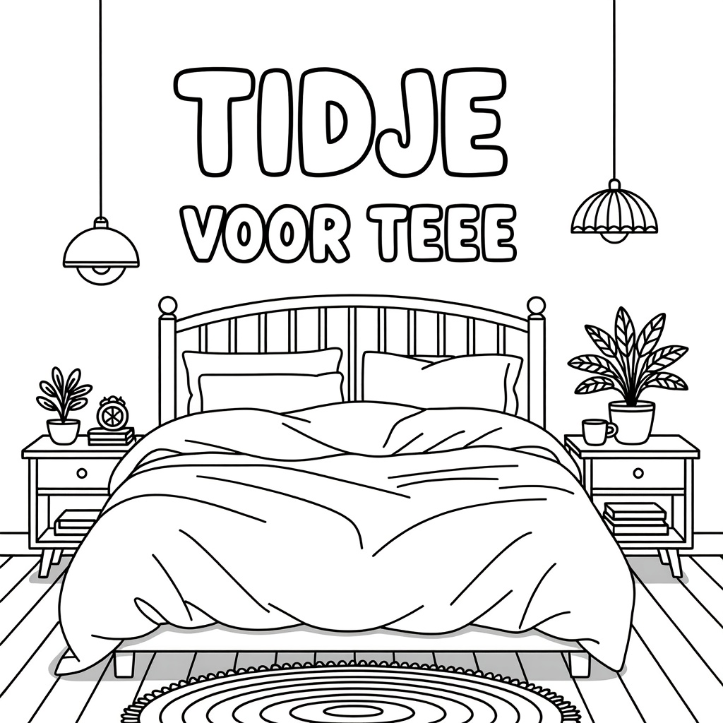 EEN TWEEPERSOONSBED MET VERFROMMELDE LAKENS coloring page for children