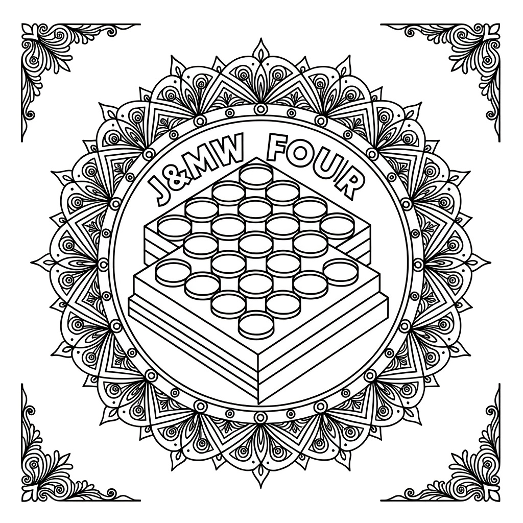 Ein Vier-Gewinnt-Spielbrett und dazu eine Malvorlage für Kinder.