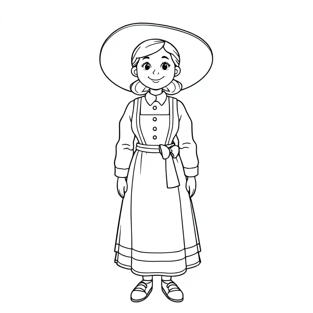 Een vrouw in spakenburgse klederdracht coloring page for children