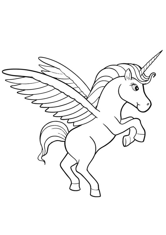 Coloring Page Unicorn with Wings
