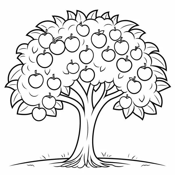 Eenvoudige en Gemakkelijke Appelboom coloring page for children