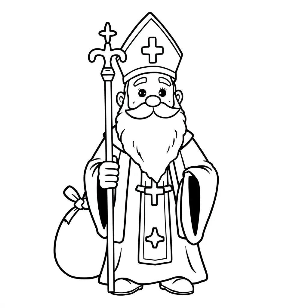 Eenvoudige Sint coloring page for children