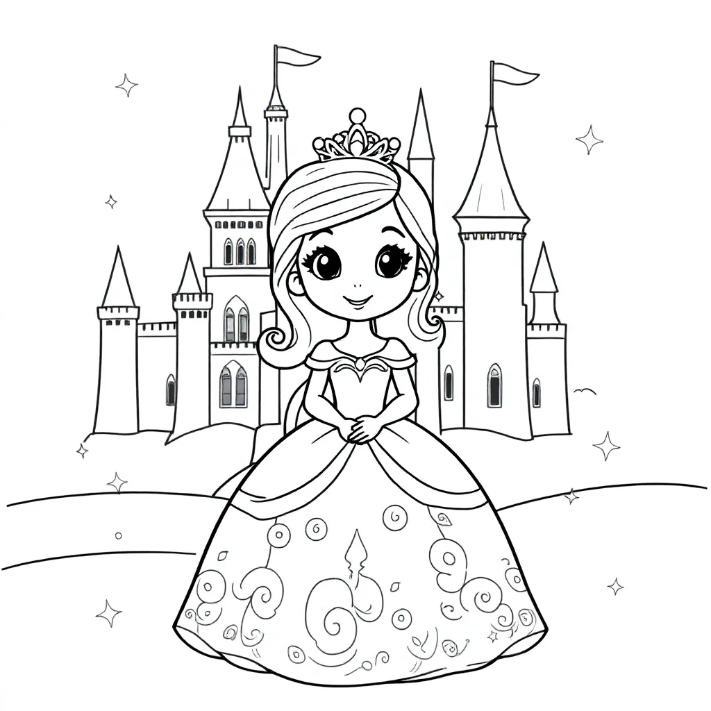 Une image à colorier de princesse