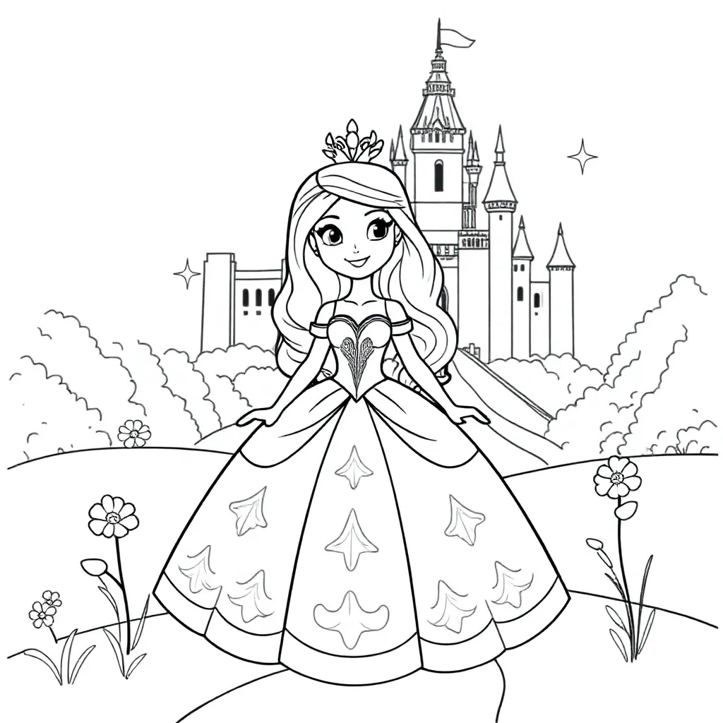Une image à colorier de princesse