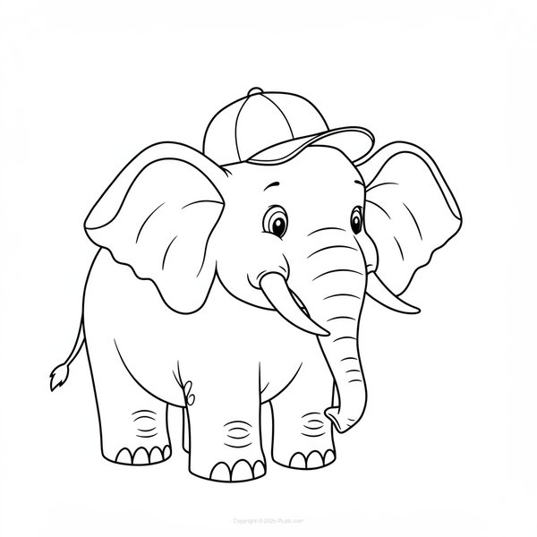 Elefant mit Mütze coloring page for children