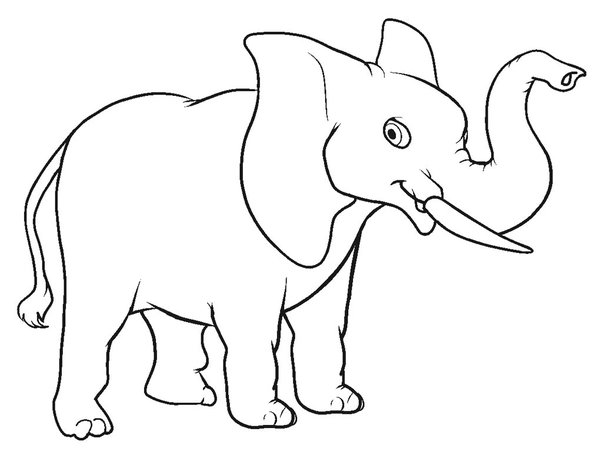 Elephant Avec Le Tronc En L Air coloring page for children
