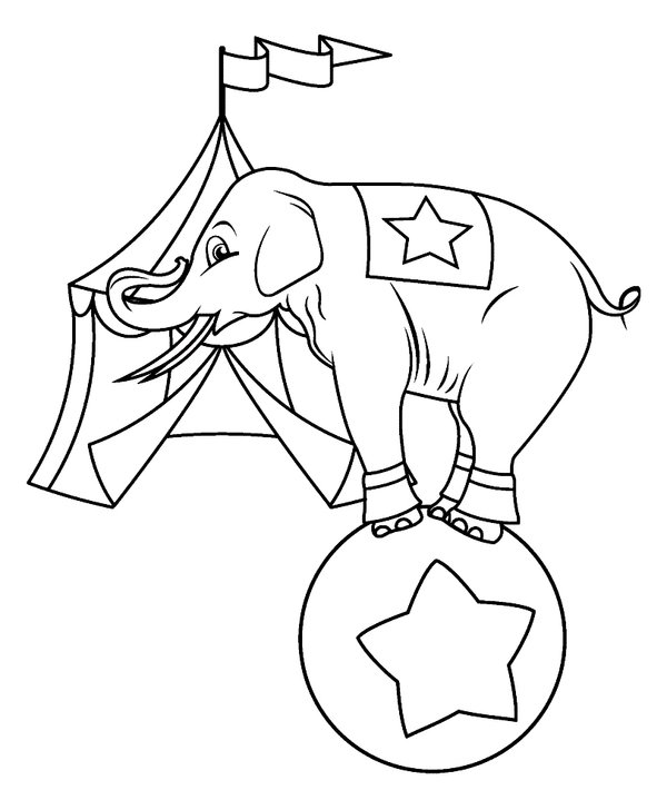 Elephant De Cirque coloring page for children