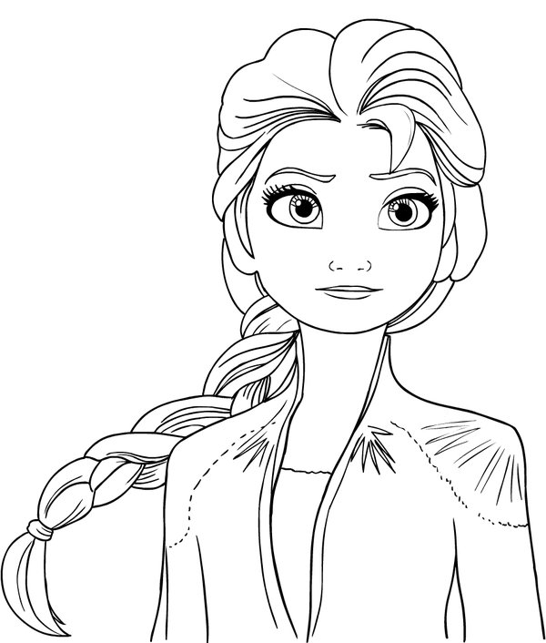 Elsa De Frozen Con Trenza coloring page for children