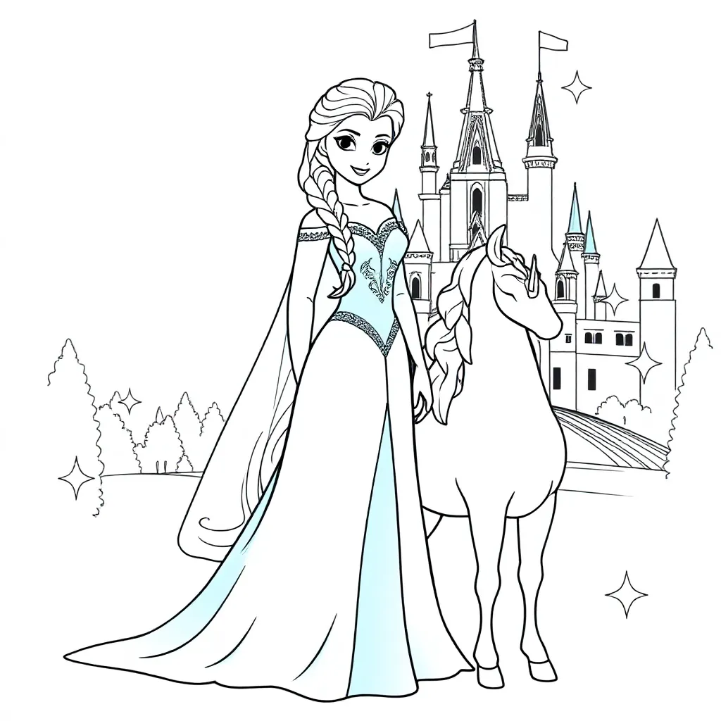 Elsa einhorn kleurplaat voor kinderen