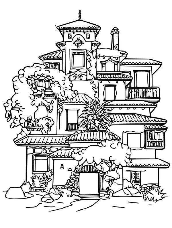 Encanto Haus coloring page for children