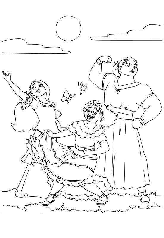 Encanto Isabela Mirabel und Luisa coloring page for children