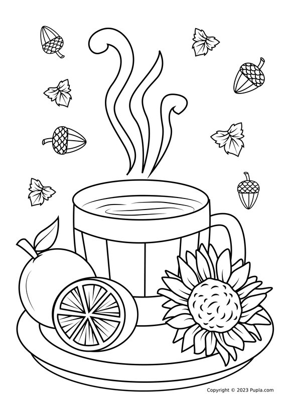 Erntedank-Tee coloring page for children