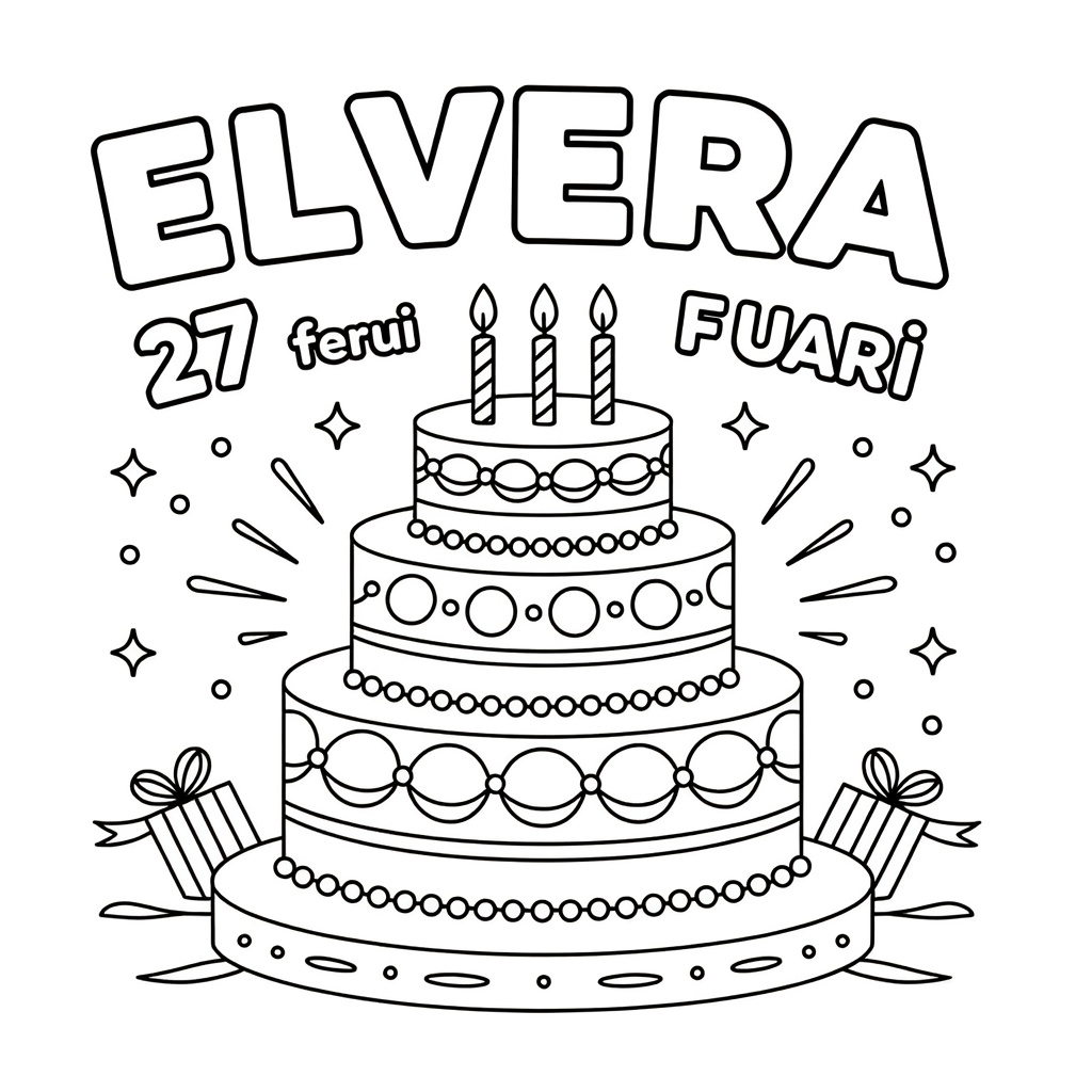 feestelijke taart coloring page for children