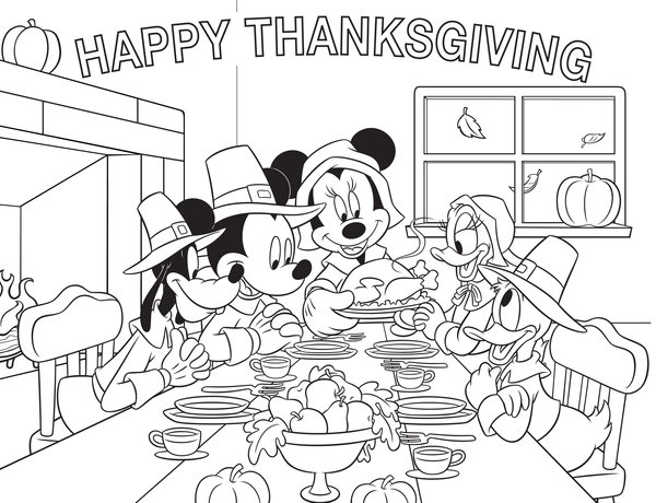 Feliz Acción de Gracias Disney coloring page for children