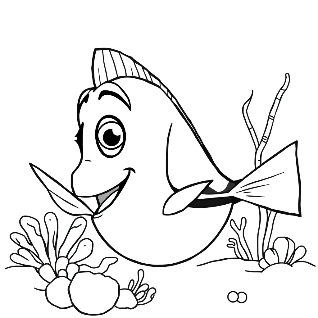 Free Finding Dory Coloring Page - Kids' Animated Ocean Adventure Coloring Sheet