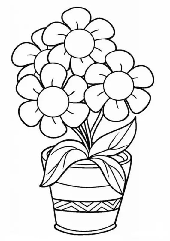 Flores En Maceta coloring page for children