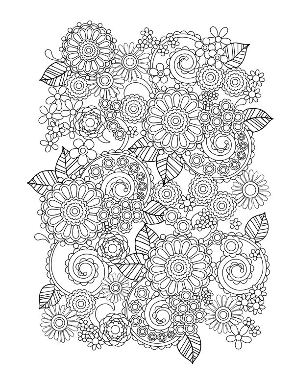 Flowers Detailed coloring page for children