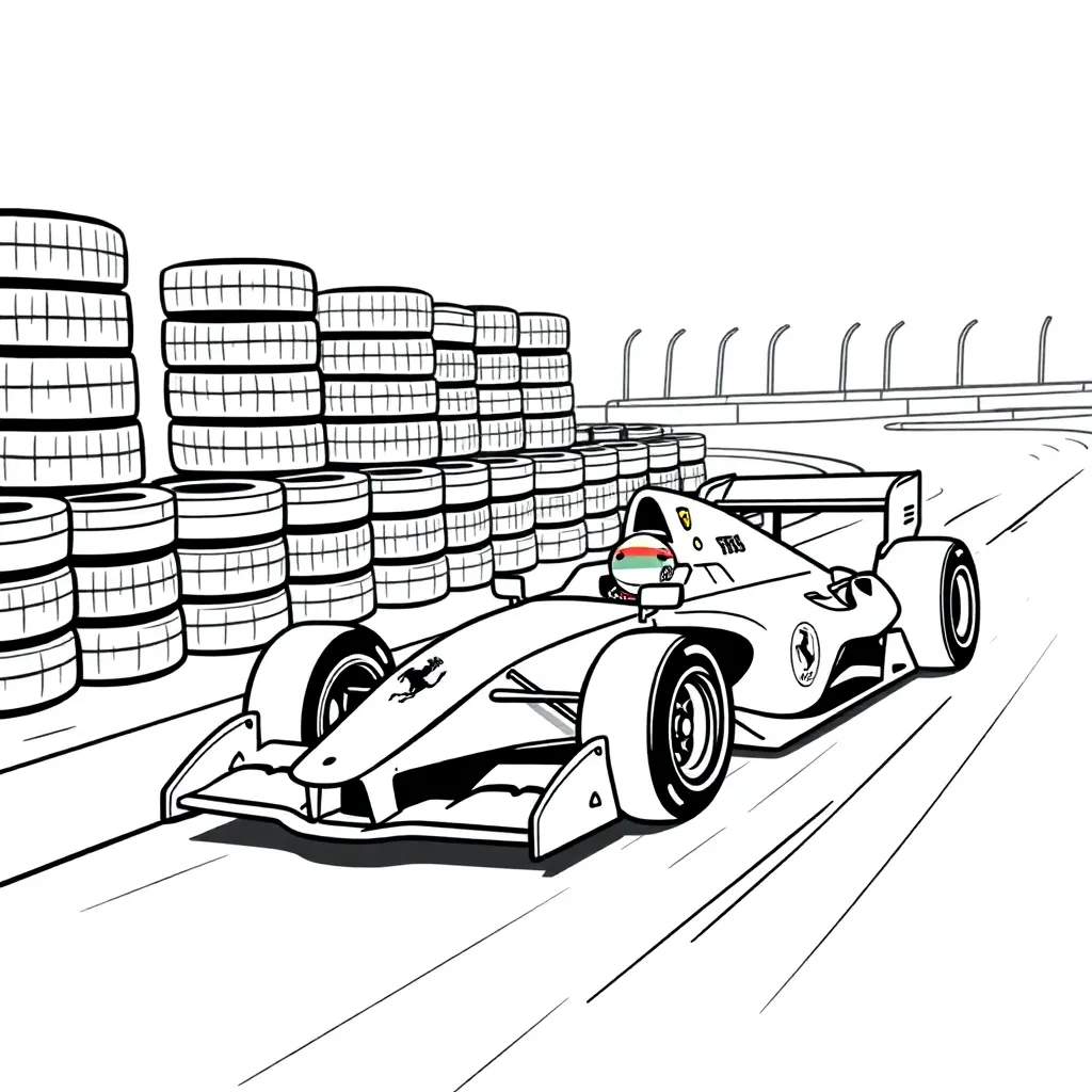Plantilla de Coloreado Gratis de Fórmula 1 Ferrari Velocidad Motorsport