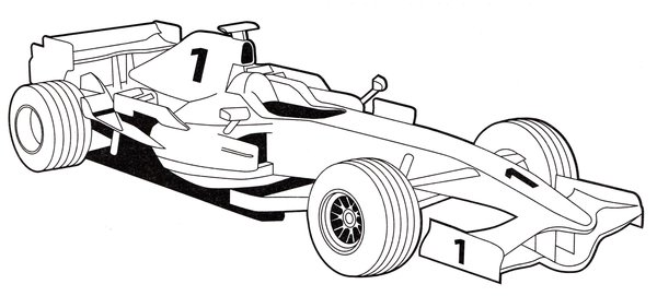 Formule 1 Nummer 1 Race Auto coloring page for children