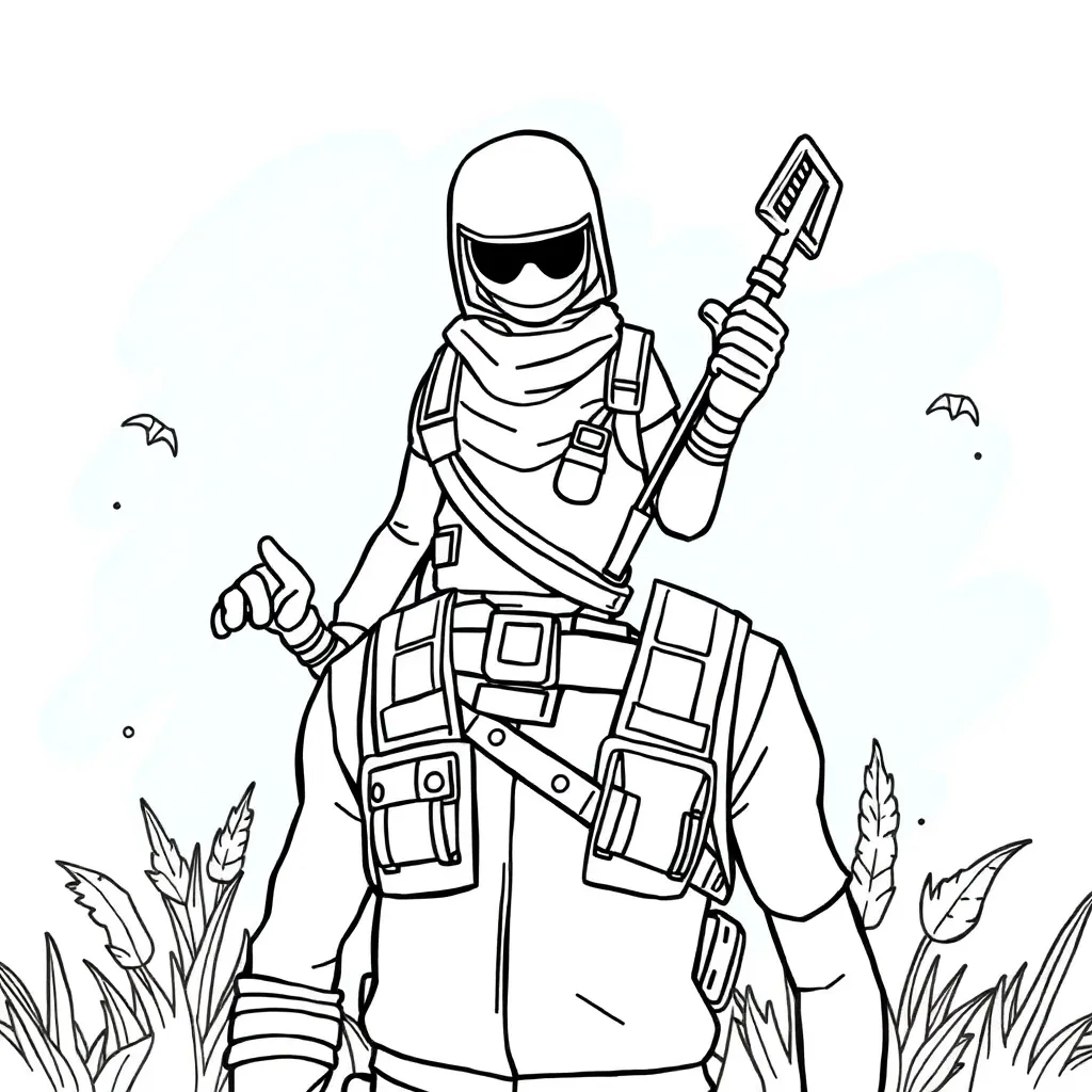 Fortnite Battle Royale Gaming Personages Actie coloring page for children