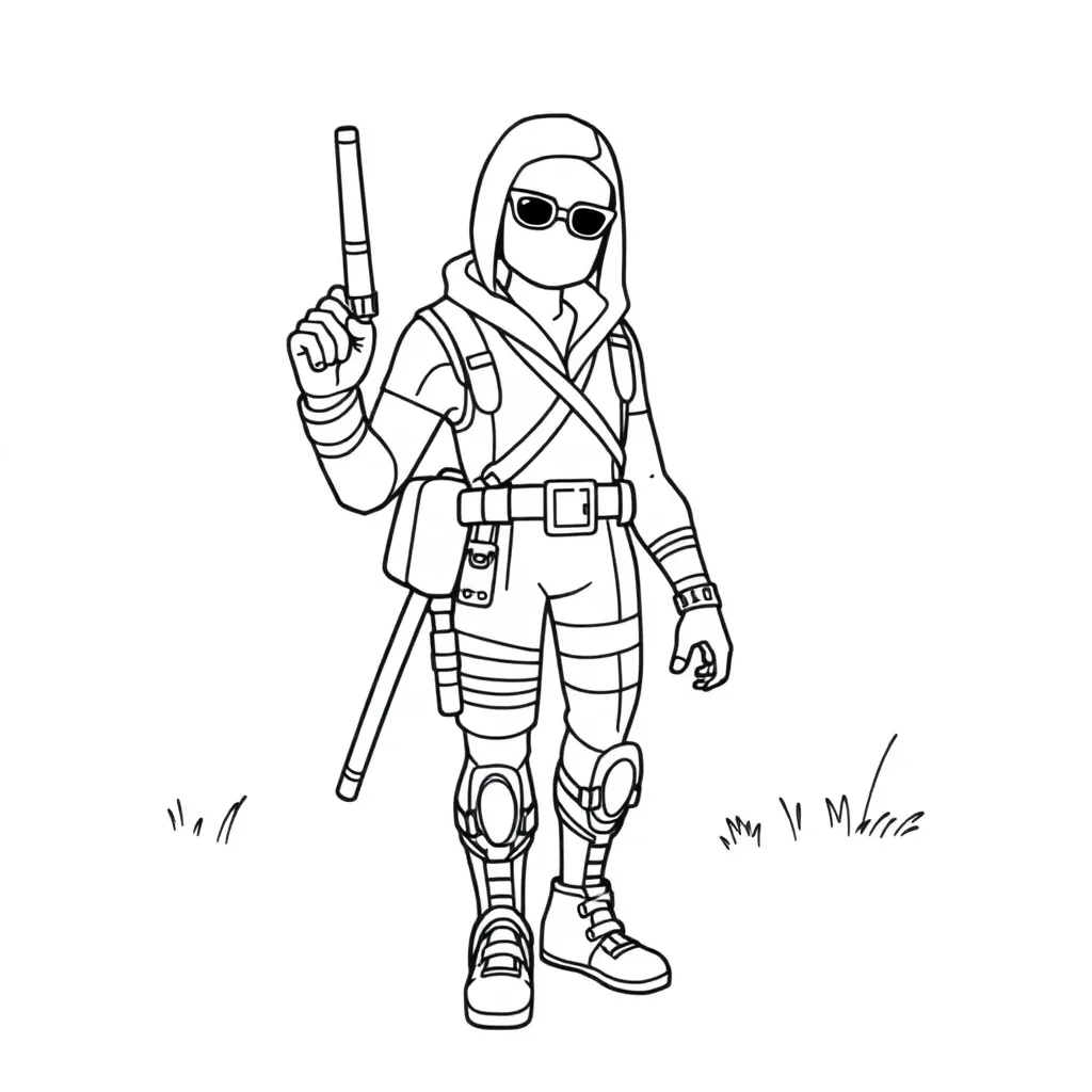 Fortnite Battle Royale Gaming Personages Actie coloring page for children
