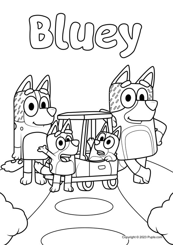 Foto de familia Bluey coloring page for children