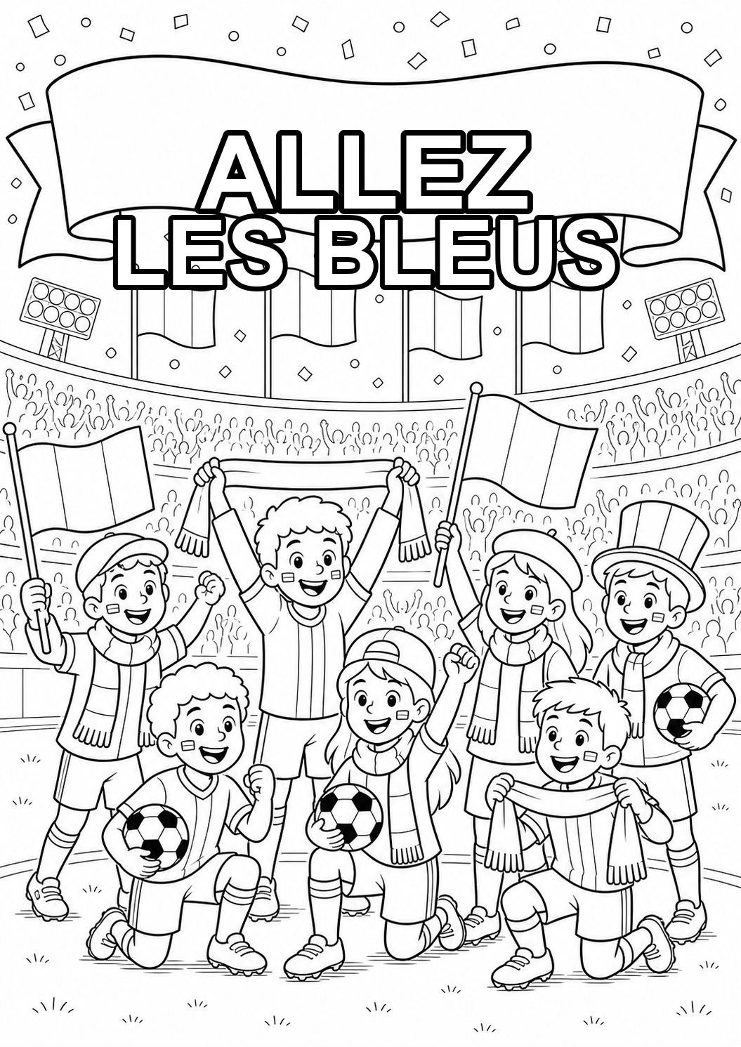 Allez les Bleus Frankrijk WK poster kleurplaat