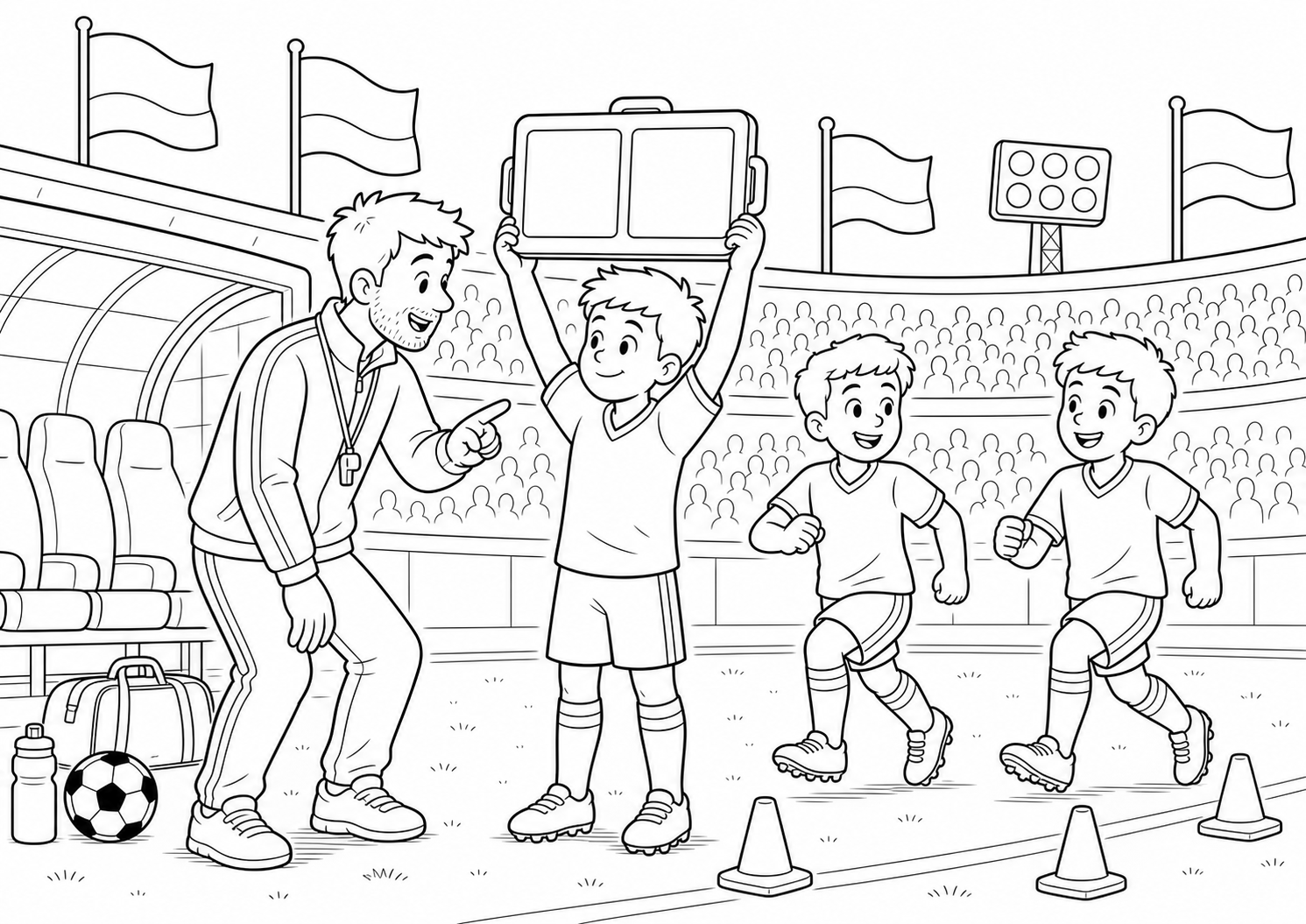 Frankrijk coach bij wisselbord kleurplaat