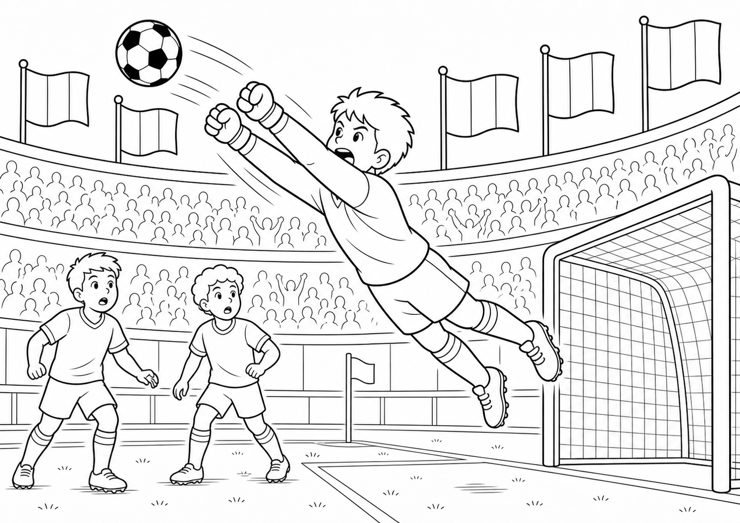 Frankrijk keeper bokst bal weg kleurplaat