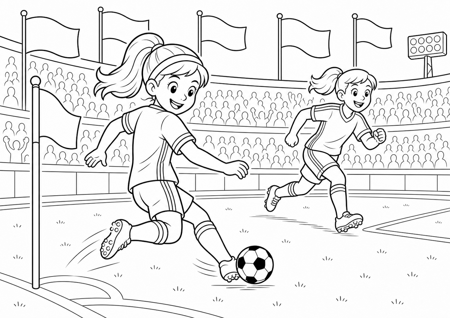 Frankrijk voetbalmeisje maakt hakje kleurplaat
