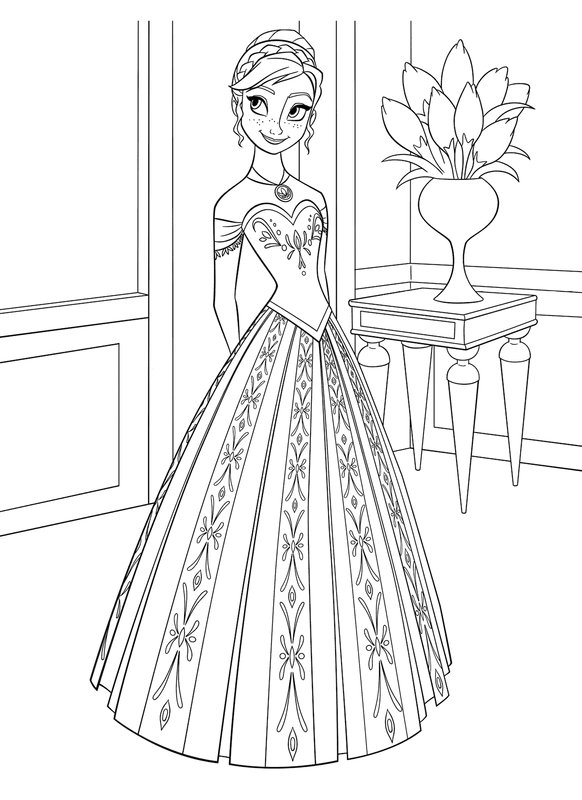 Frozen Anna Staat Kamer coloring page for children
