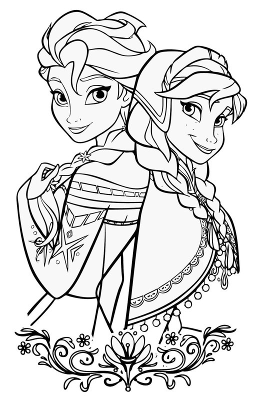 Frozen Elsa Anna coloring page for children