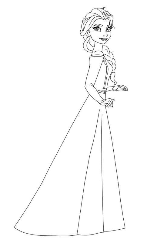 Frozen Elsa Simpele Jurk coloring page for children