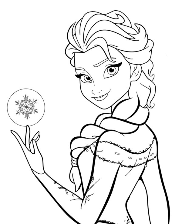 Frozen Elsa Snowball coloring page for children