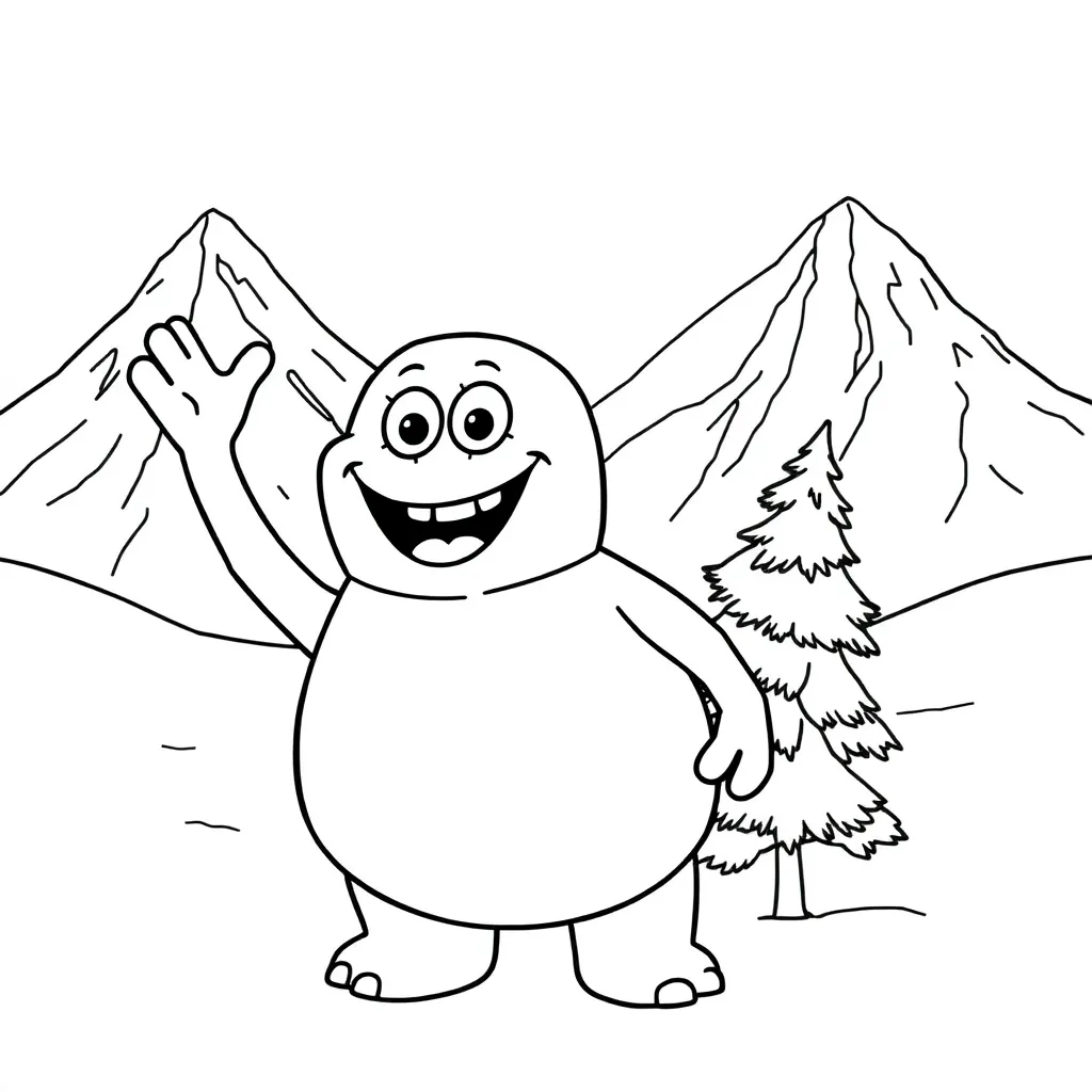 Glacial, monstre de neige, imagination, aventure, coloriage pour enfants