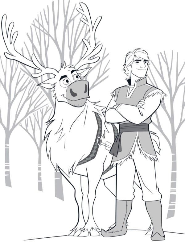 Frozen Sven y Kristoff coloring page for children