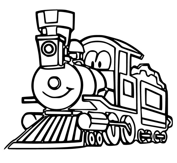 Funny Train With Eyes coloring page for children