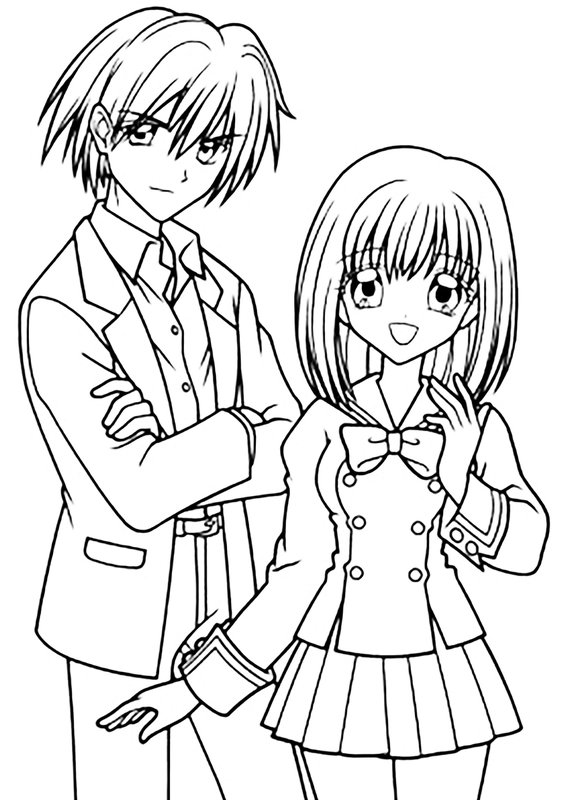 Garcon Et Fille En Uniforme D Ecolier coloring page for children