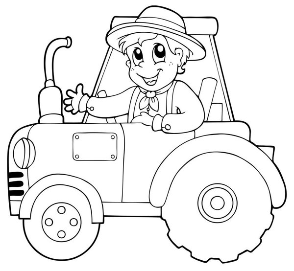Garcon Sur Un Tracteur coloring page for children