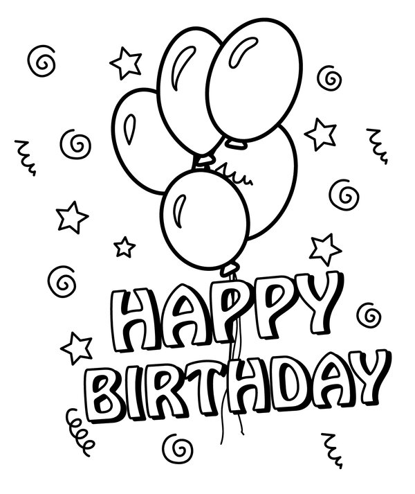 Globos De Feliz Cumpleanos coloring page for children