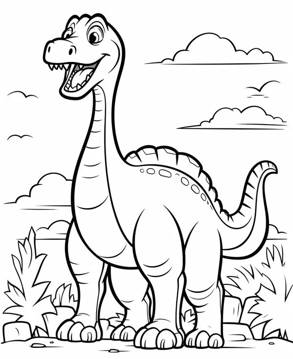 Glücklicher Brachiosaurus coloring page for children